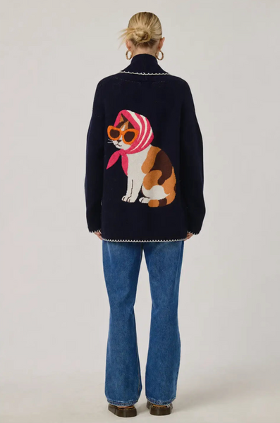 Coco Cat Cardigan -- Navy