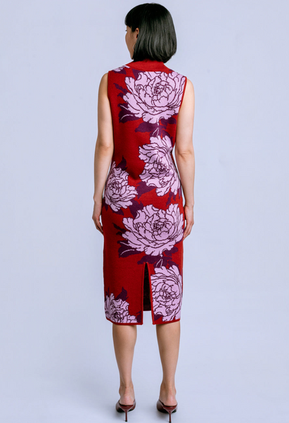 Qipao Peony Dress -- Lunar Red