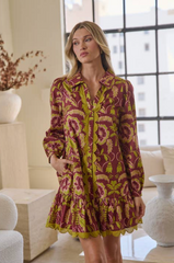 Kershia Dress -- Burgundy