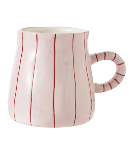 Pink with Red Stripe Hand-painted Mug