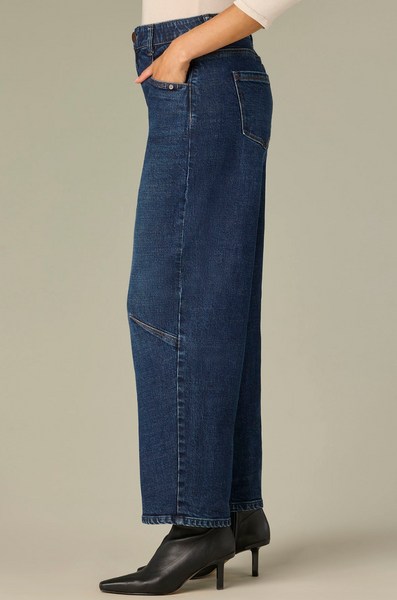 High Rise Darted Barrel Jeans -- Indigo