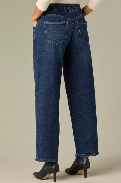 High Rise Darted Barrel Jeans -- Indigo