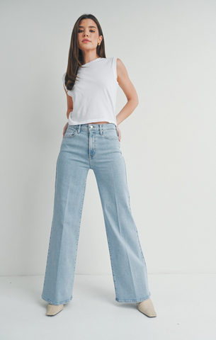 Palazzo Wide Leg Jeans -- Light