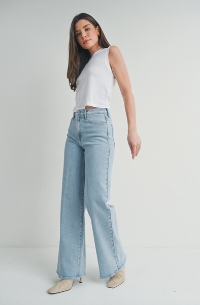 Palazzo Wide Leg Jeans -- Light