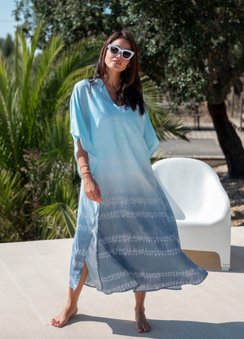 Palm Springs Kaftan -- Shoreline Blue