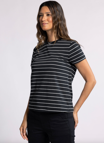 Asher Tee -- Black White Stripe