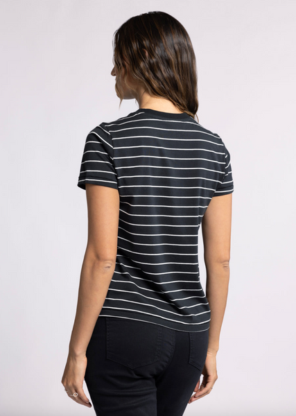 Asher Tee -- Black White Stripe