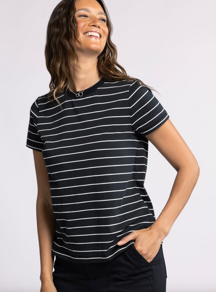 Asher Tee -- Black White Stripe