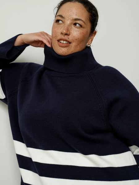 Sandra Sweater -- Navy Cream