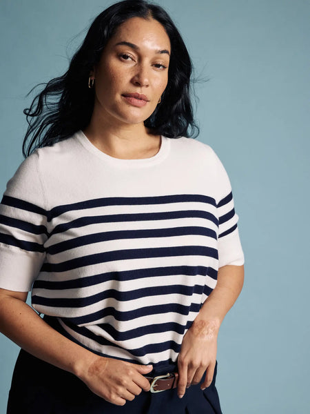 Jean Sweater -- Navy Stripe
