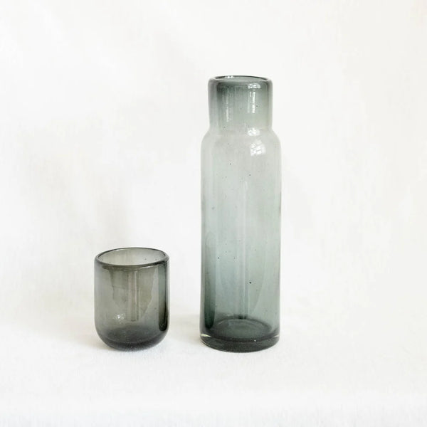 Handblown Glass Bedside Carafe - Smoke (CANNOT SHIP)