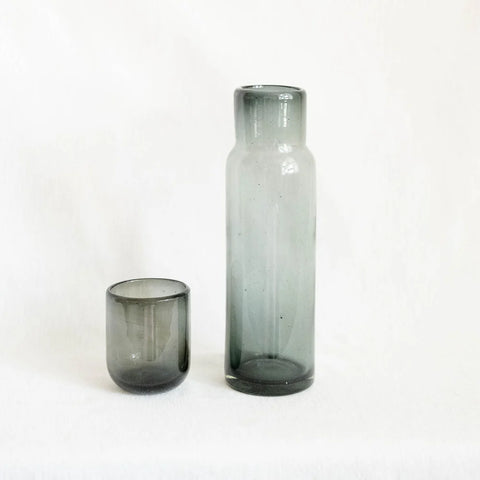Handblown Glass Bedside Carafe - Smoke (CANNOT SHIP)