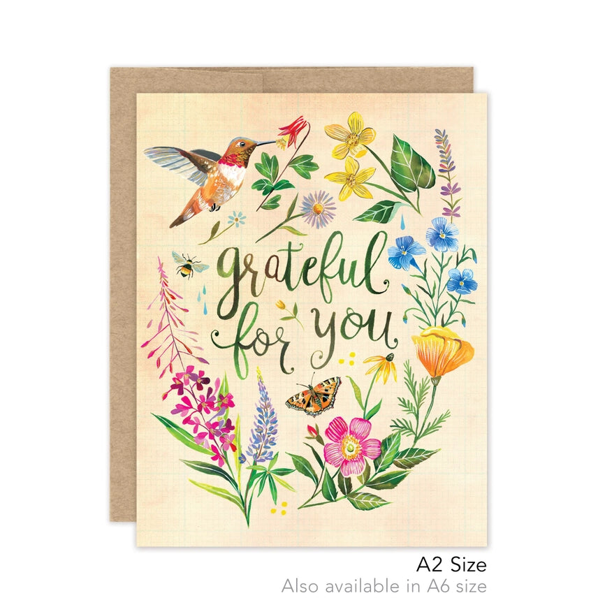 Grateful Hummingbird Thank You - Luxe Card