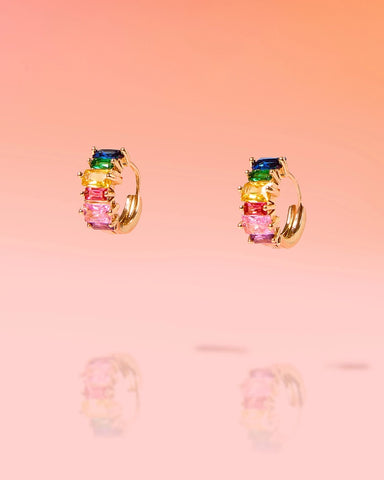 Dainty Huggie Hoop Earring - Multicolor