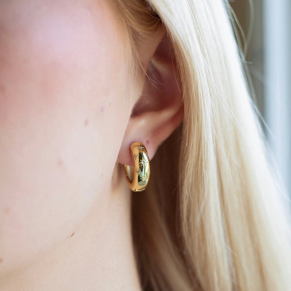 Gilded Earrings - Star Hoops