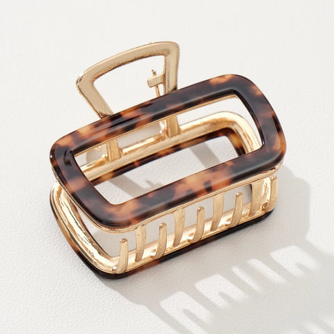 Harlow Hollow Rectangle Metal Clip - Tortoise