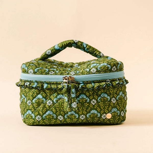 Glam & Go Quilted Cosmetic Bag – Everbloom Forest Green