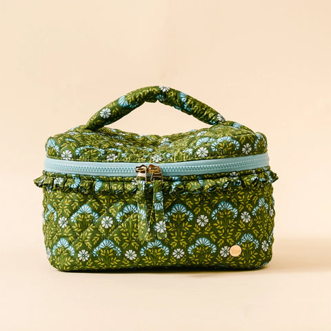 Glam & Go Quilted Cosmetic Bag – Everbloom Forest Green