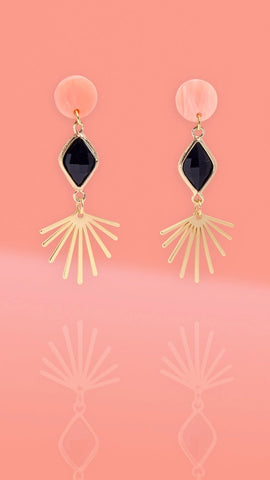 Three Tier Dangle - Black + Blush