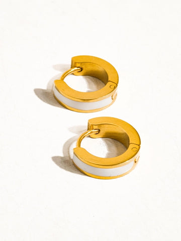 Etta 18K Colored Hoop Earrings - White