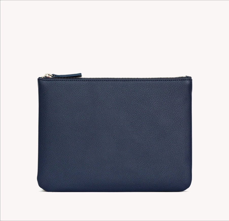 Vegan Leather Zipper Pouch - Midnight