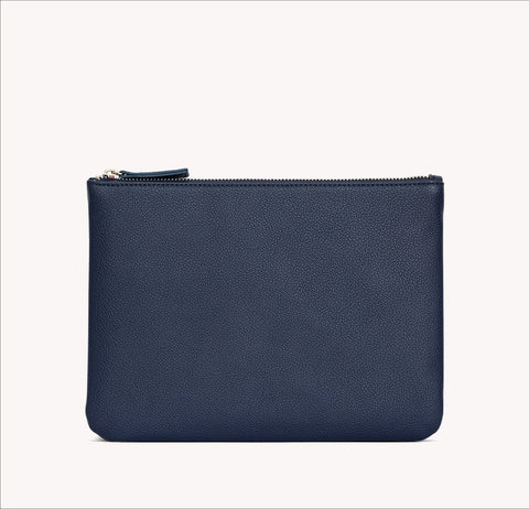 Vegan Leather Zipper Pouch - Midnight