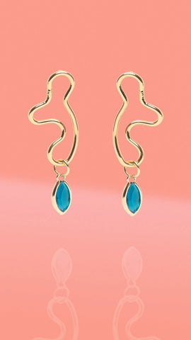 Abstract Wiggle Hoop Earring - Blue