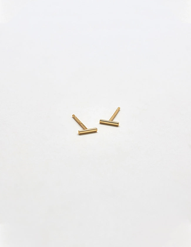 Gold Mini Bar Stud Earrings