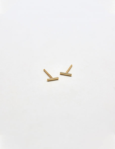 Gold Mini Bar Stud Earrings