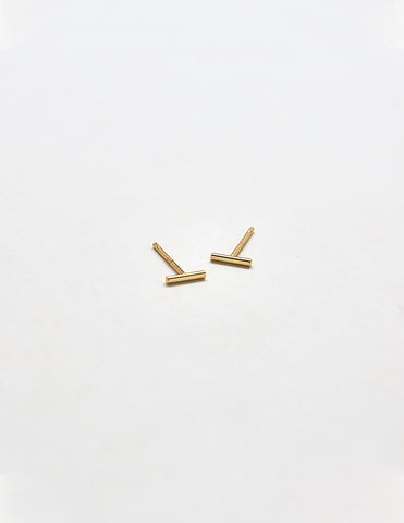 Gold Mini Bar Stud Earrings