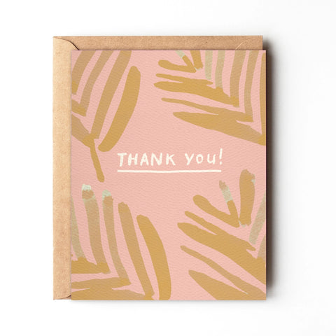 Pink Palm Leaf - Thank You Card