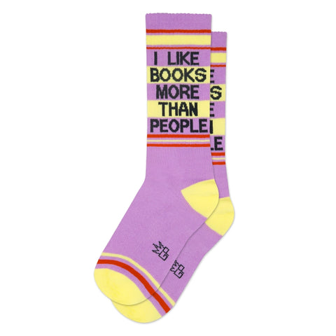 I Like Books More Than People Gym Crew Socks