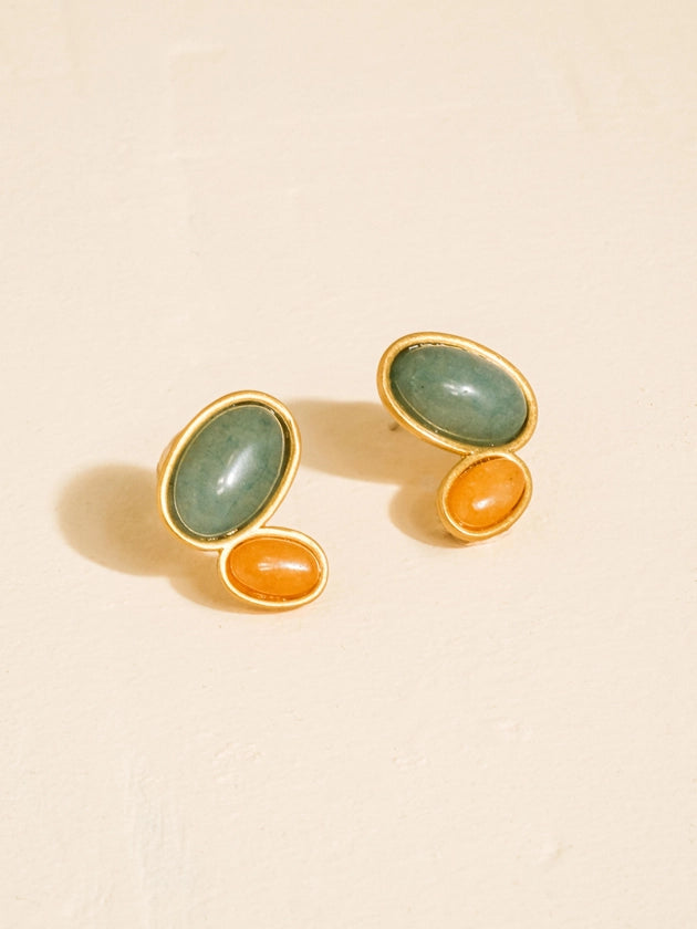 Ámbar 18K Vintage Natural Stone Earrings