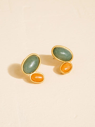 Ámbar 18K Vintage Natural Stone Earrings