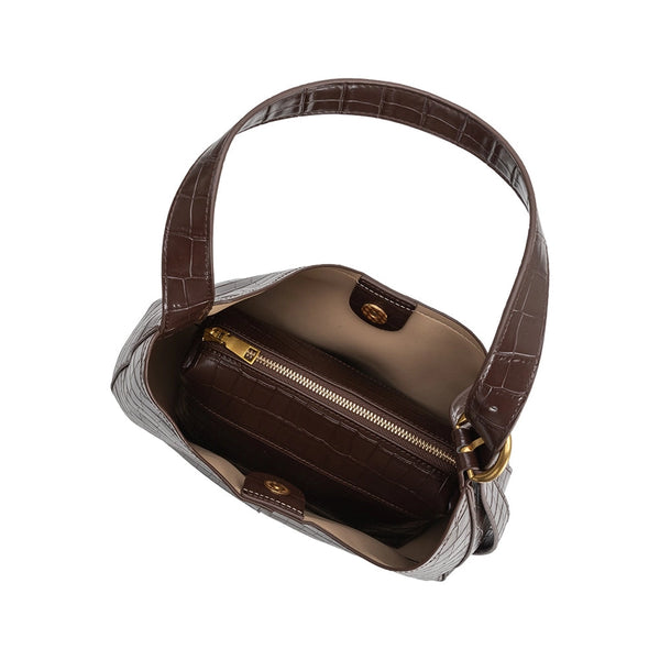 Stefanie Vegan Leather Shoulder Bag - Chocolate