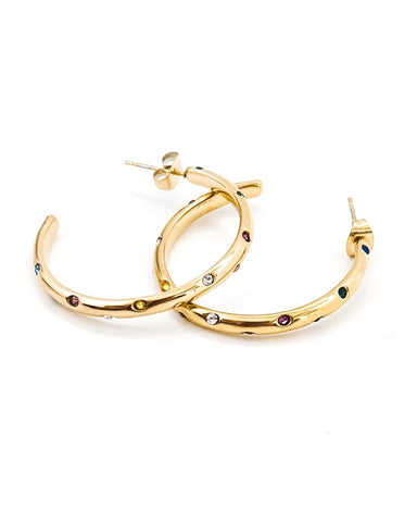 Elisha Colorful Diamond Crystal Hoop Earrings