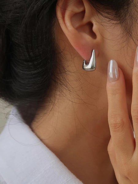 Silver Cadance 18K Geometric Hoop Earrings