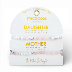 Morse Code Matching Set - Mother & Daughter - Rose Quartz & Howlite