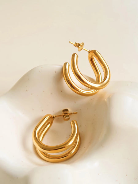 Lucille 18K Double C Hoop Earring