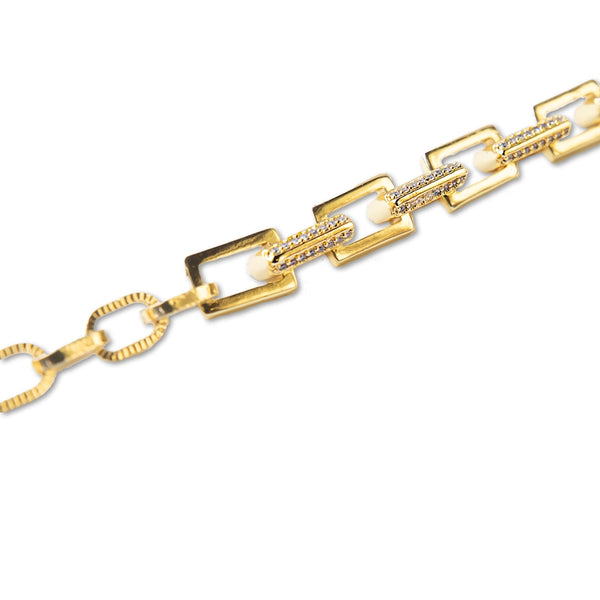 Gold Chain Bracelet Cz Link