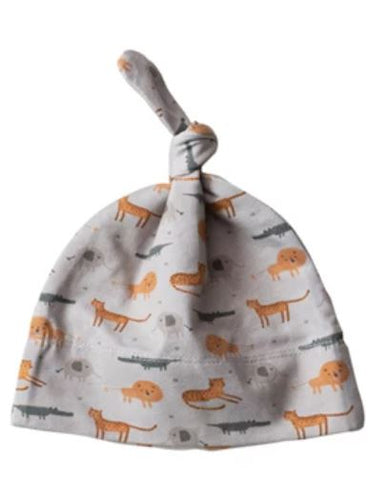 Cotton Blend Knotted Baby Hat - Animals