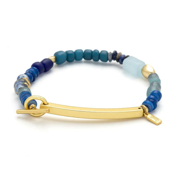Hidden Message Bracelet - F*Cking Awesome/Aquamarine/Gold