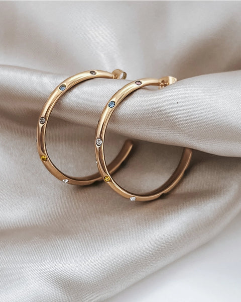 Elisha Colorful Diamond Crystal Hoop Earrings