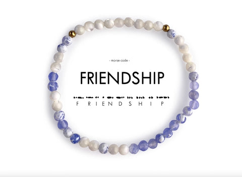 Morse Code Matching Set - Friendship - Blue Lace Agate & Mother of Pearl
