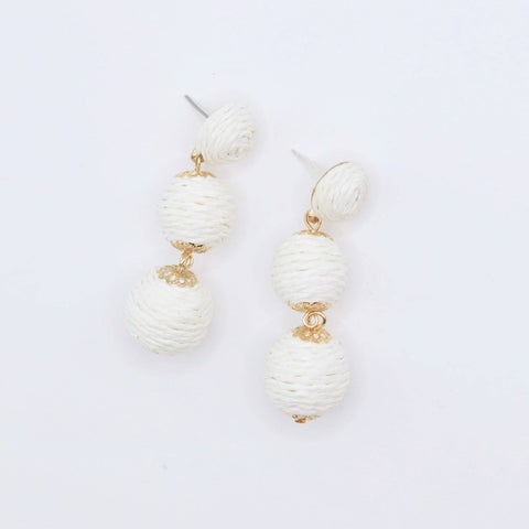 White Raffia Ball Drop