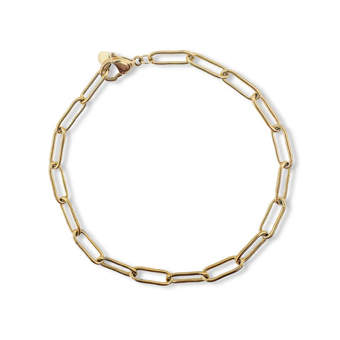 Thick Paperclip Gold Bracelet