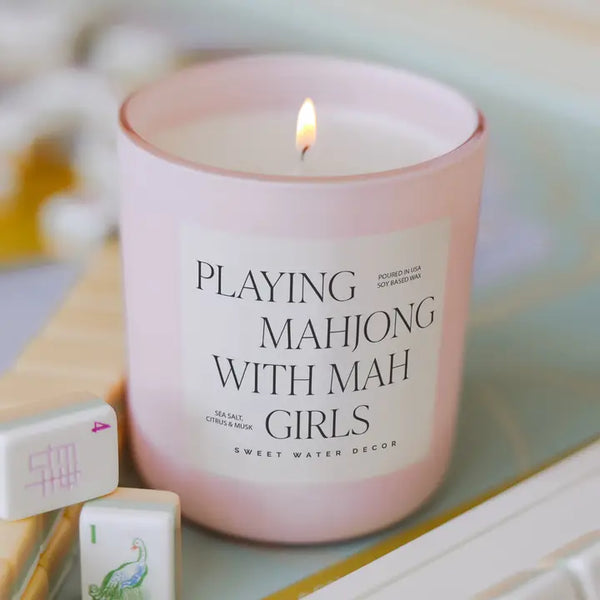 Playing Mahjong with Mah Girls Soy Candle - 15 oz
