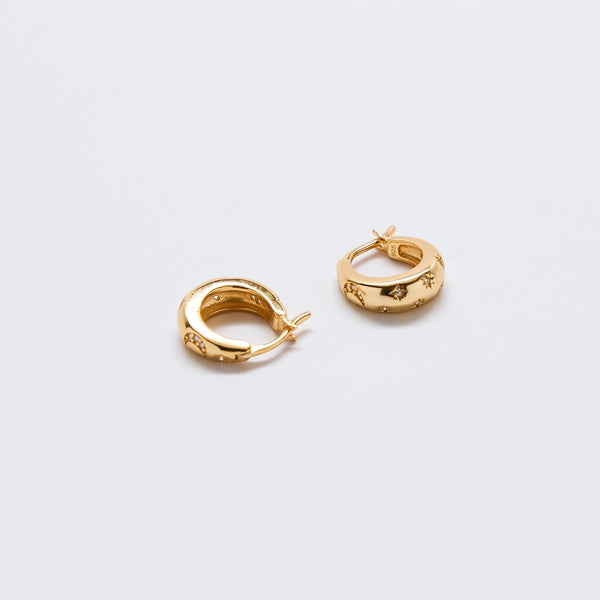 Moon & Star Gold Hoop Earrings