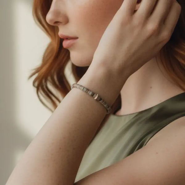Heishi Gemstone Bracelet - Serpentine Jasper