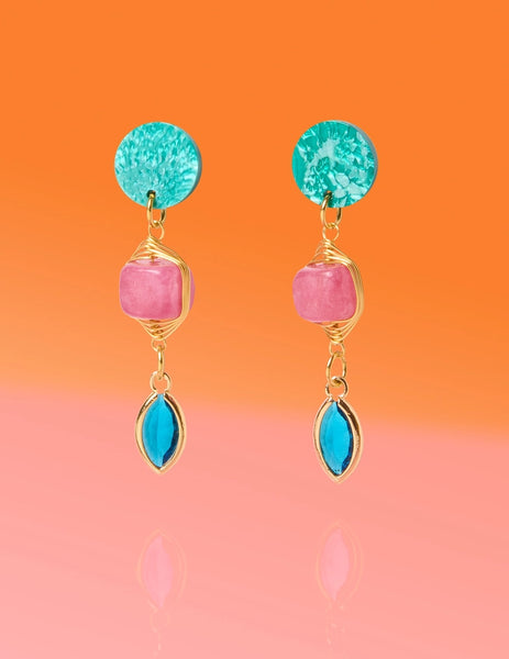 Good Fortune Jade Glam Dangles - Blue